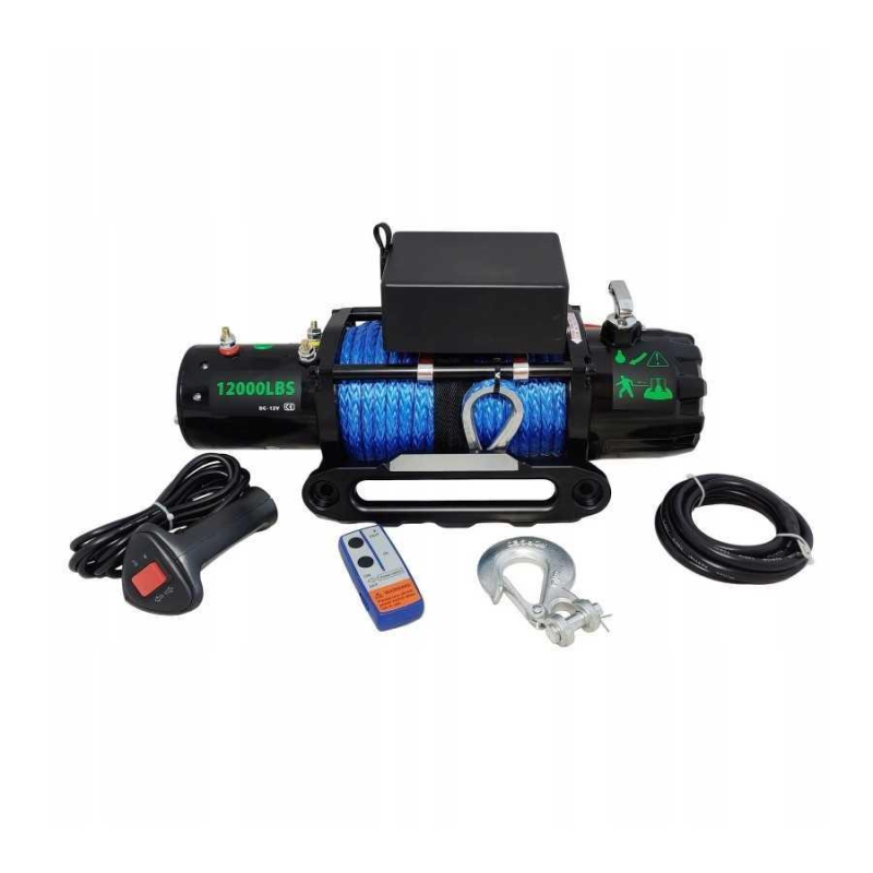 Лебідка електрична автомобільна W12000SR 12V з синтетичним тросом