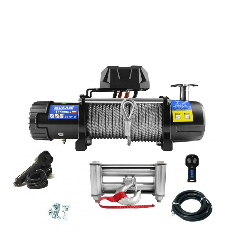 Лебідка електрична автомобільна Husar BST 13500 lbs 12V Lbs (6124 кг) з металевим тросом