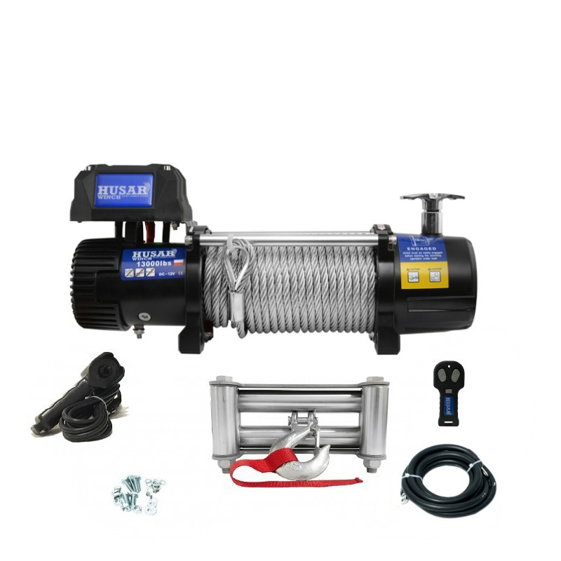 Лебідка електрична автомобільна Husar BST 13000 lbs 12V Lbs (6124 кг) з металевимтросом